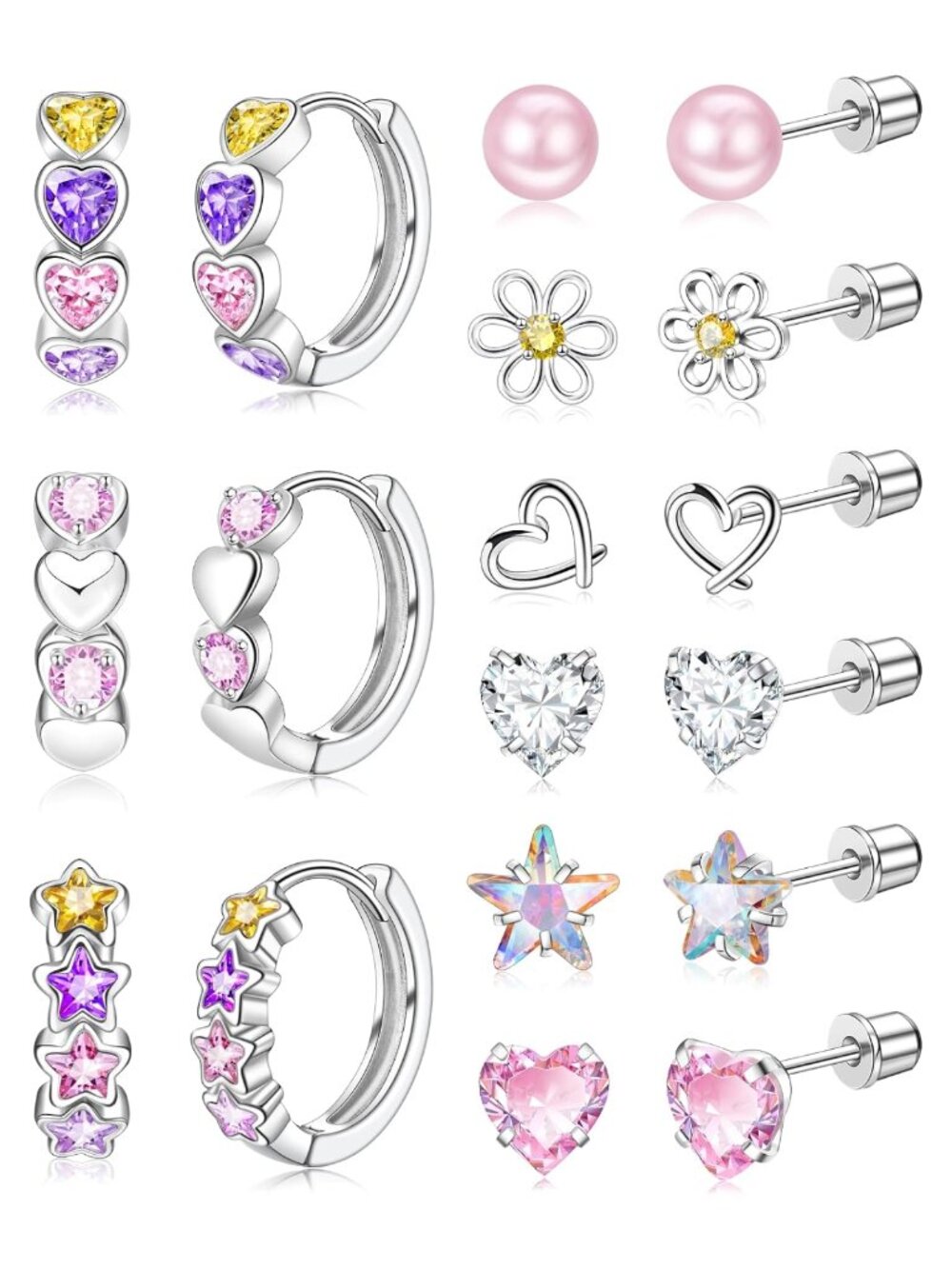 Hypoallergenic Surgical Stainless Steel Hoop Earrings Screw Back Girls